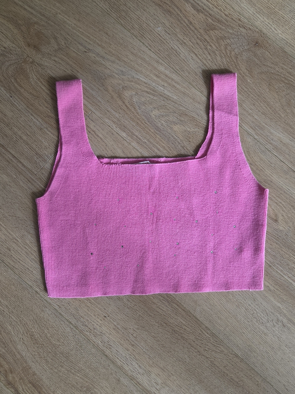 Pink Cropped Tank Top with jewels